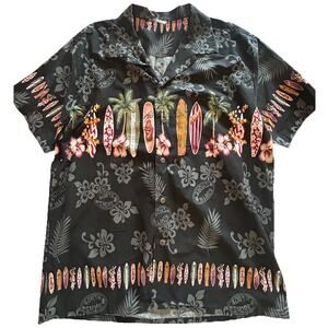 Hawaiian Shirt Mens 2XL Button Up Maui North Shore Surf Boards Cotton Palmwave